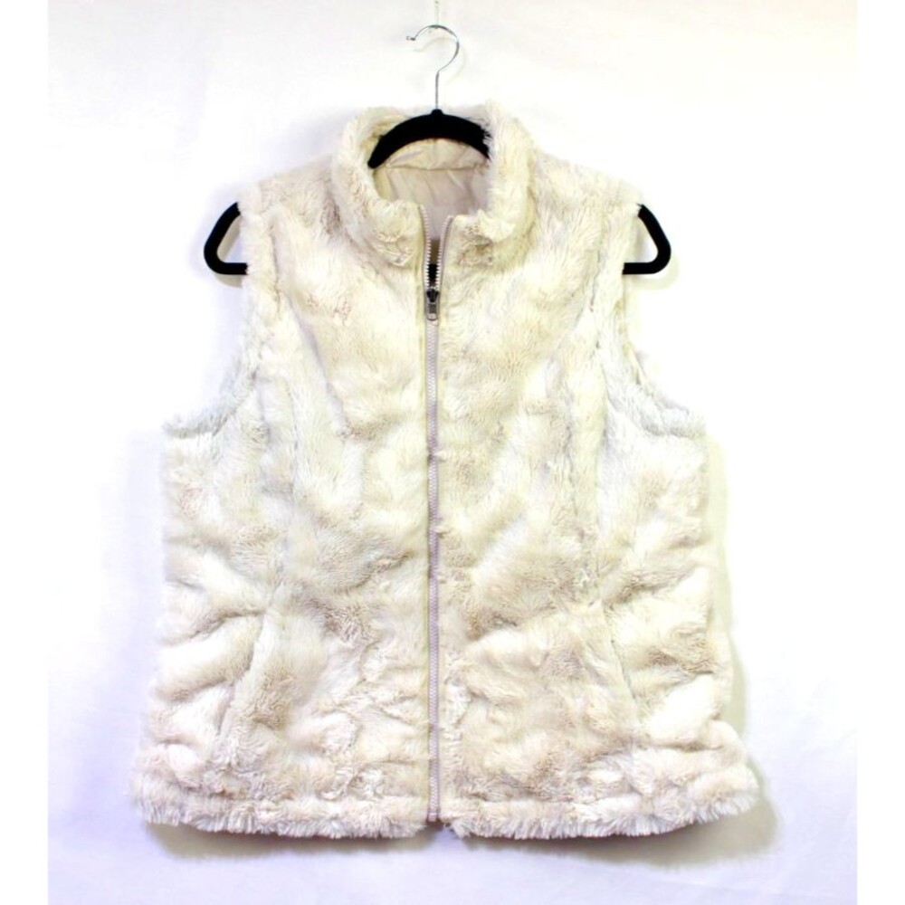 Nicole Miller Blonde Faux Fur Reversible Quilted Vest Medium Full Zip Womens
